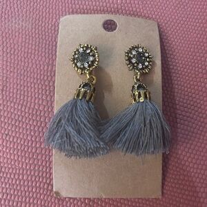 Gold & Gray Tassel Earrings